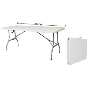 Tavolo/Tavola Pieghevole a Valigetta Piano in Plastica HDPE Perfetto per Picnic Giardino Campeggio Feste Fiera Sagre Terrazza Bar Pub 180cm X 70cm X 73cm